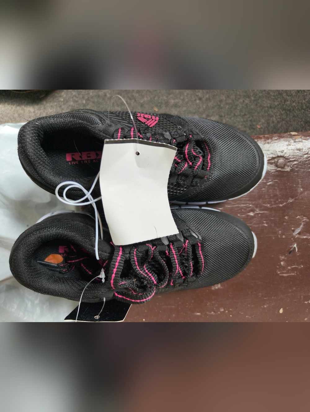 New! RBX Girls Youth Black Athletic Sneakers Shoes with Pink Accents Size 1 NWT! - Picture 4 of 5